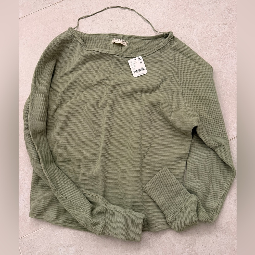 Sage Green Long Sleeve Free People Top
